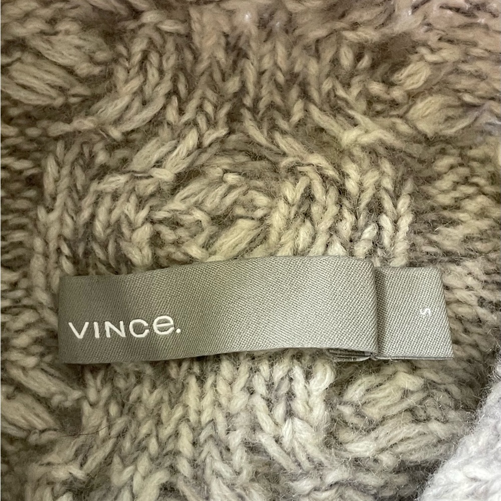 VINCE Oversized Cable-Knit Turtleneck Sweater Wool Cashmere Blend - Picture 8 of 14